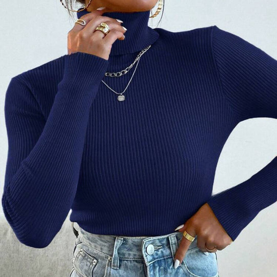 Damen Eleganter Rollkragenpullover mit feiner Rippstruktur R&B