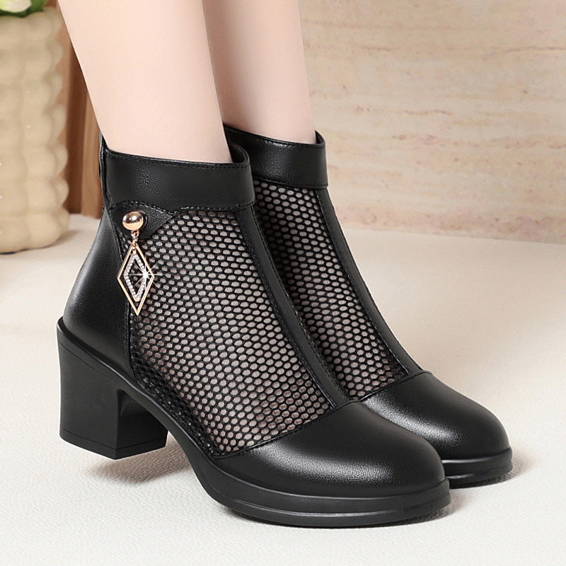 Damen Elegante Cut-Out Stiefeletten mit modischem Netzdesign R&B