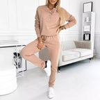 Damen Freizeit-Jogginganzug mit eleganten Knopfdetails R&B