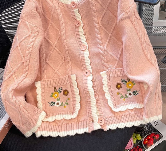 Damen Strickjacke mit Blumenmuster R&B