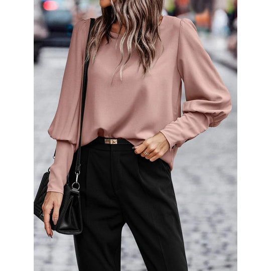 Damen modische Bluse mit elegantem Puffärmel und hochwertiger Stoffqualität R&B