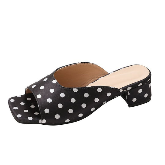 Damen elegante Mules mit offenem Zehenbereich und niedrigem Blockabsatz R&B