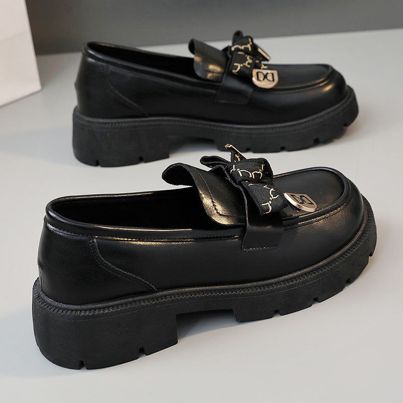Damen modische Chunky Loafers mit dekorativen Schleifen und stabiler Laufsohle R&B