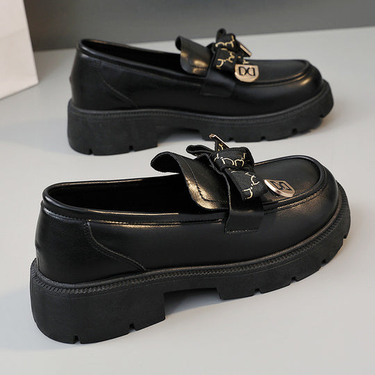 Damen modische Chunky Loafers mit dekorativen Schleifen und stabiler Laufsohle R&B