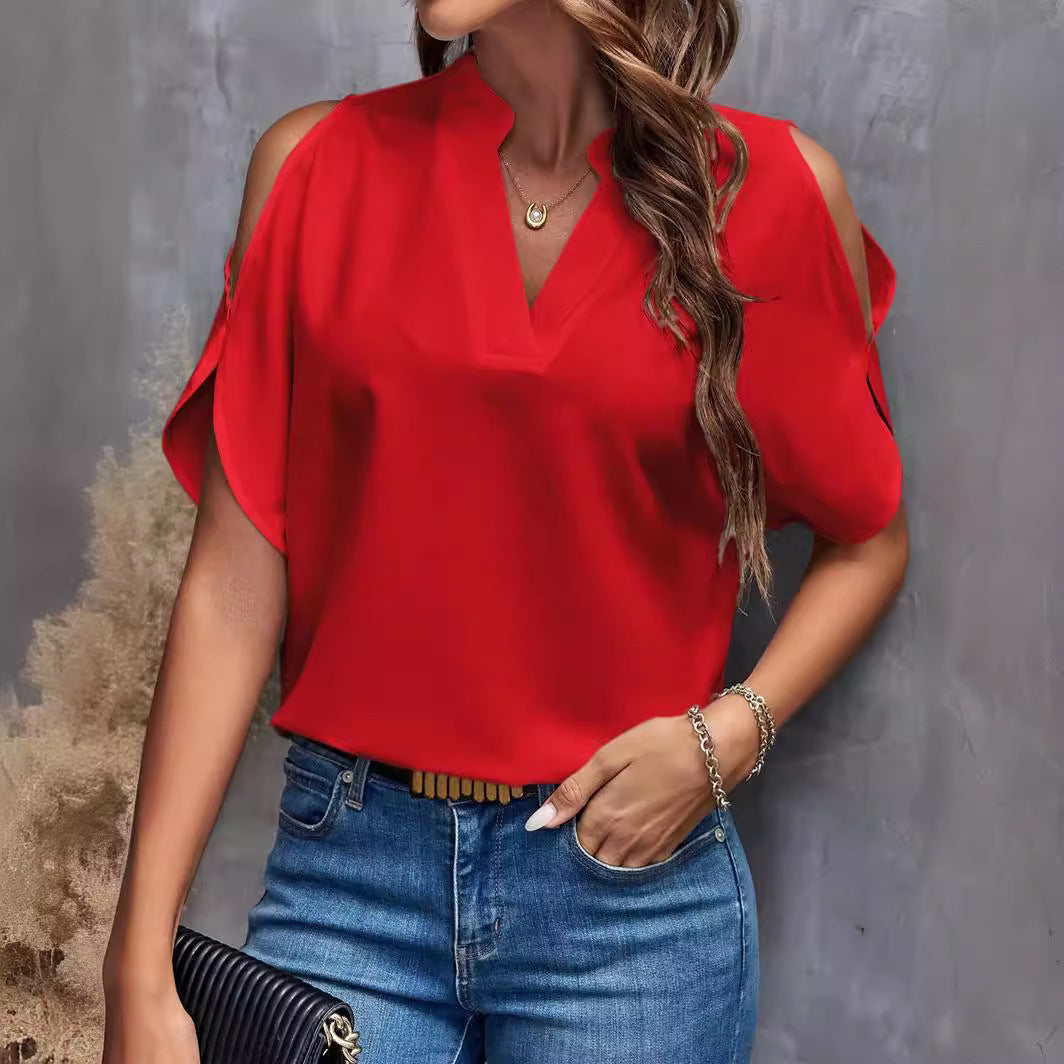 Damen Bluse mit offenen Schultern und stylishen Details R&B