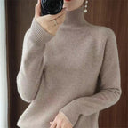 Damen weicher Rollkragenpullover aus feiner Merinowolle R&B
