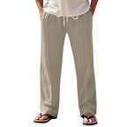 Herren nan relaxed-fit Sommer-Leinenhose mit Bügelfalte elastischem Tunnelzug und Seitentaschen R&B