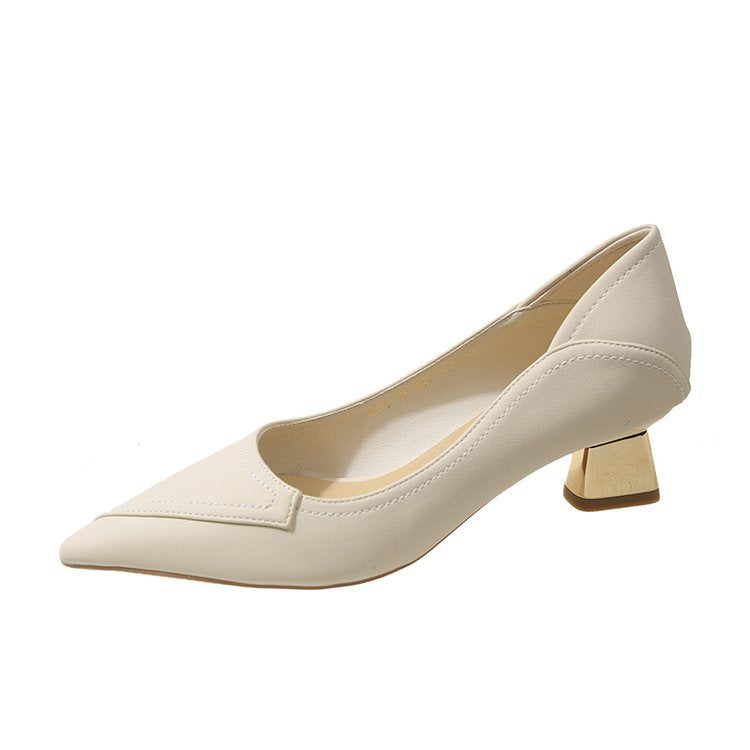 Damen elegante Pumps mit goldfarbenem Blockabsatz R&B