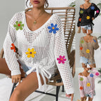 Damen Häkeloberteil mit Blumenapplikationen R&B