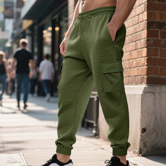 Herren nan gesteppte Thermo-Loungehose mit Funktionstaschen, Tunnelzug und elastischem Bündchen R&B