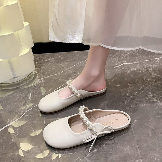 Damen praktische Ballerina-Schuhe mit Perlenverzierung R&B