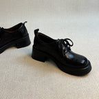 Damen Klassische Schnürschuhe mit robustem Plateau und eleganter Lederoberfläche R&B