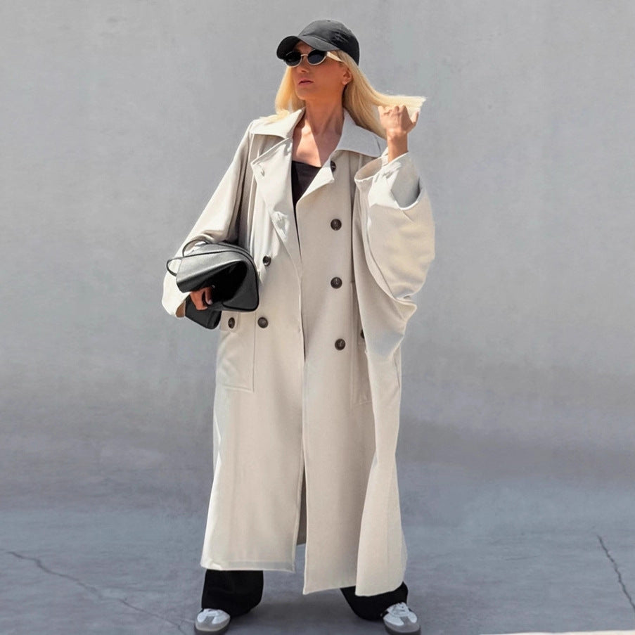 Damen Oversized Trenchcoat mit kreativem Schnitt und einzigartigen Details R&B