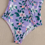 Damen Einteiler Badeanzug mit floralem Wickeldesign R&B