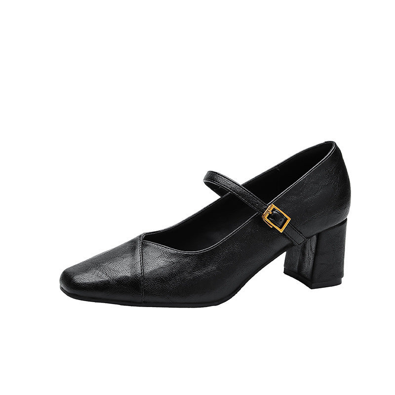 Damen Mary Jane Pumps mit Blockabsatz und eleganter Schnalle