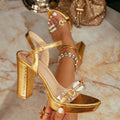Damen Modische Riemchen-Sandalen mit transparenten Einsätzen und breitem Blockabsatz R&B