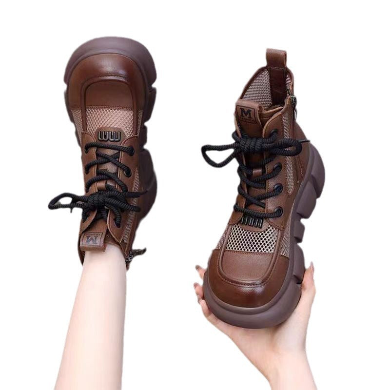 Damen Sportliche High-Top Sneakers mit Luftdurchlässigem Mesh und Chunky Sohle