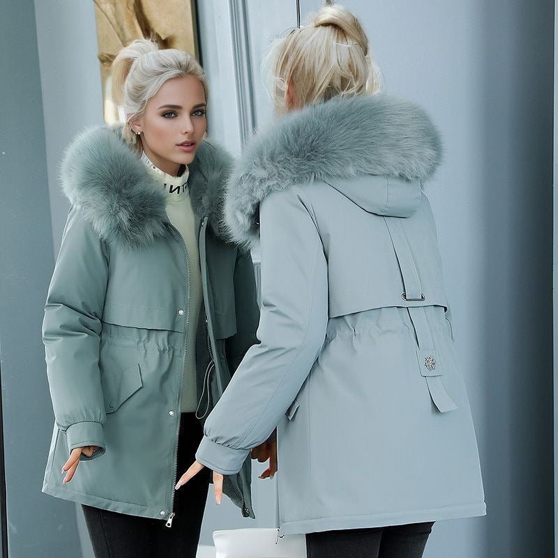 Damen isolierter Winterparka mit luxuriösem Kunstfellkragen und wärmendem Innenfutter R&B