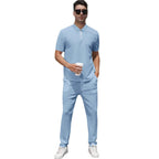 Herren nan urbanes Reise-Poloshirt mit kurzem Frontreißverschluss, elastischem Interlock und knitterarmer Pflege R&B