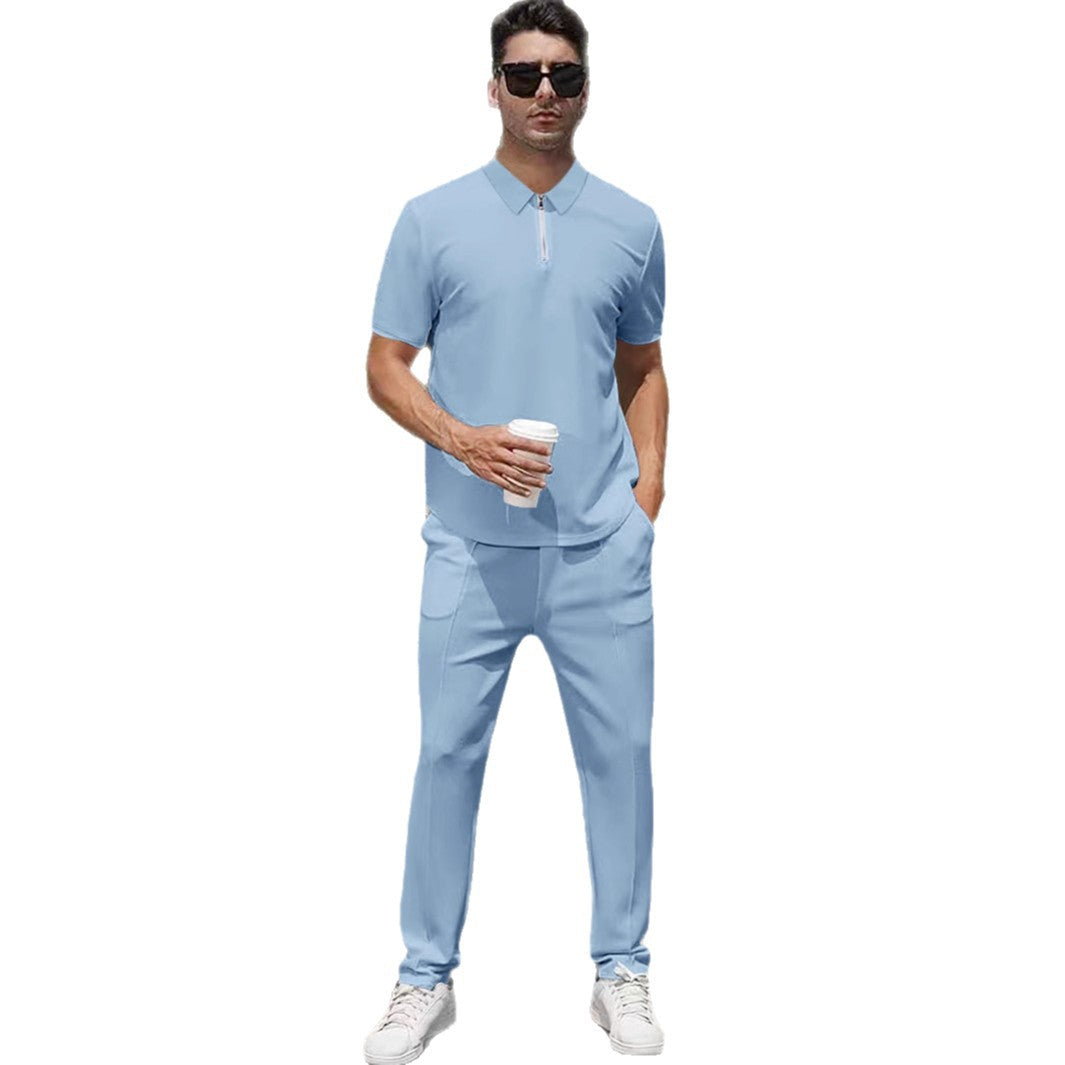 Herren nan urbanes Reise-Poloshirt mit kurzem Frontreißverschluss, elastischem Interlock und knitterarmer Pflege R&B