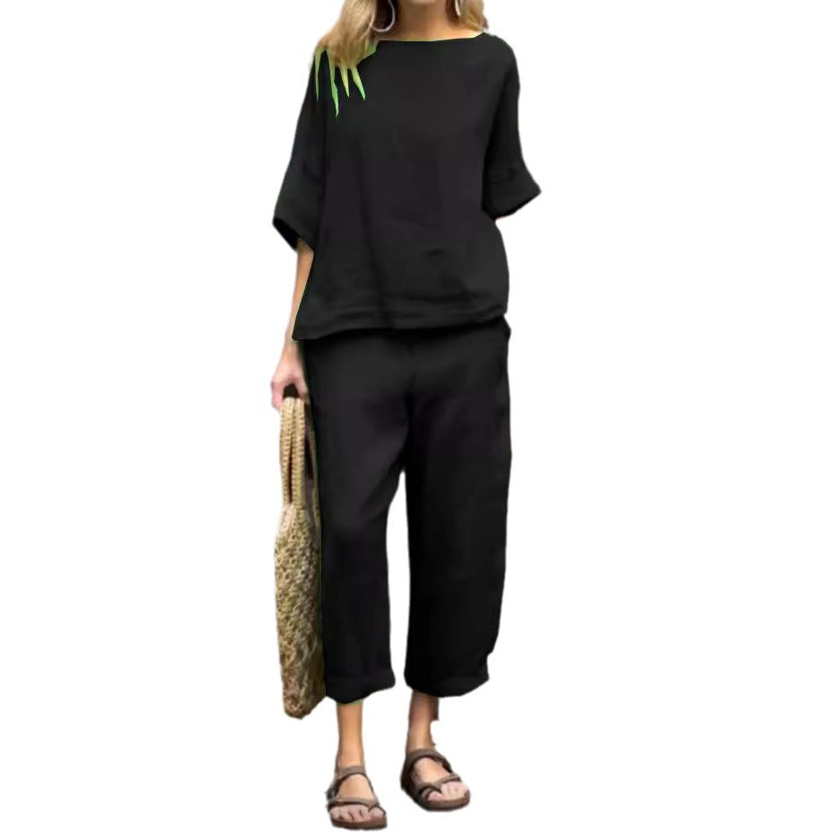 Damen lässiges Lounge-Set aus atmungsaktivem Stoff R&B