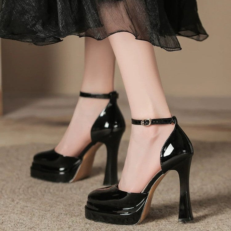 Damen Hochhackige Plateau-Pumps mit verstellbarem Riemchen R&B