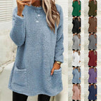 Damen Kuscheliger Fleece-Pullover mit praktischen Taschen und weitem Schnitt