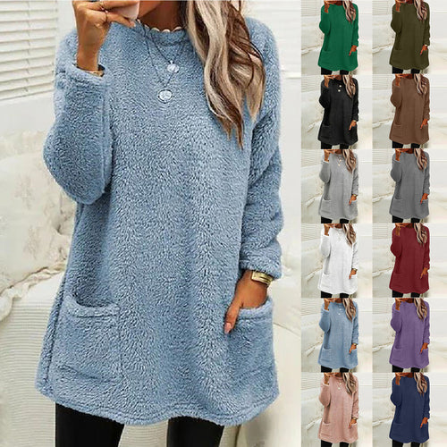 Damen Kuscheliger Fleece-Pullover mit praktischen Taschen und weitem Schnitt R&B