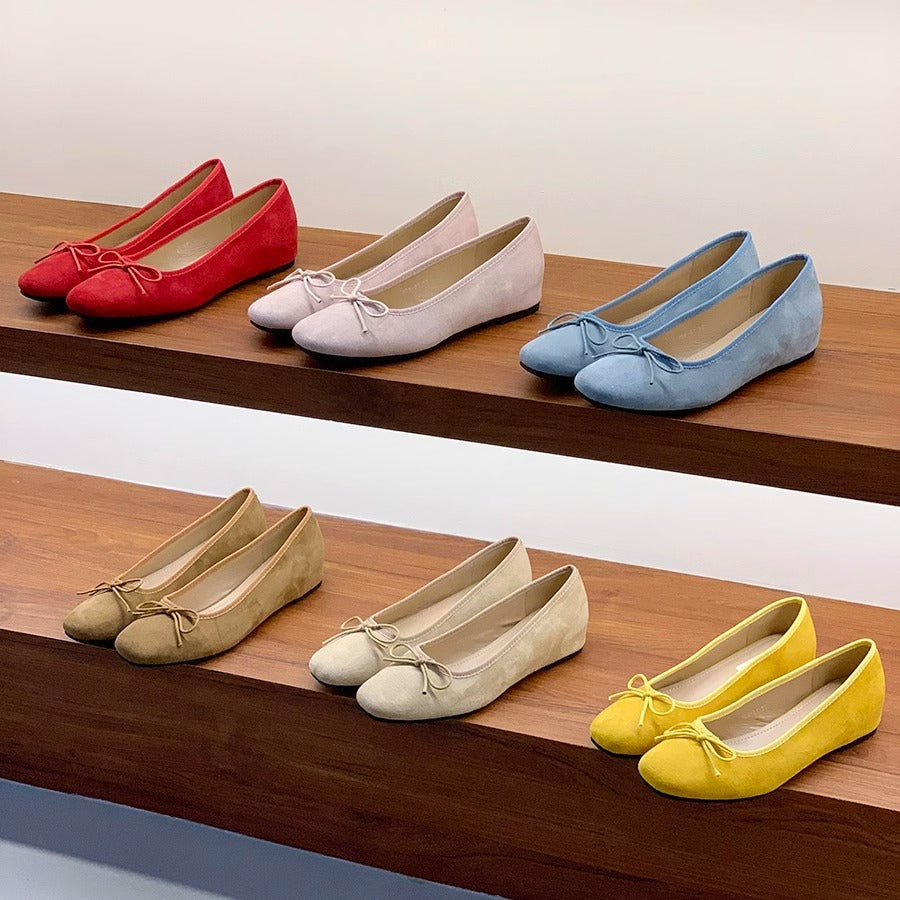 Damen Ballerinas aus hochwertigem Wildleder mit verspieltem Schleifen-Detail R&B