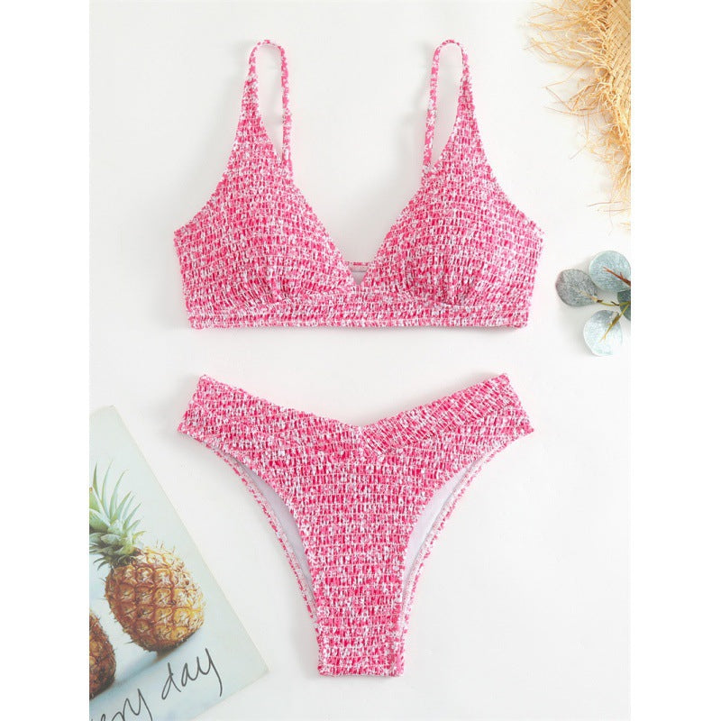 Damen Triangel-Bikini-Set mit gerafftem Detail R&B