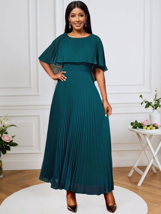 Damen Elegantes Plissee-Maxi-Kleid mit fließenden Ärmeln R&B