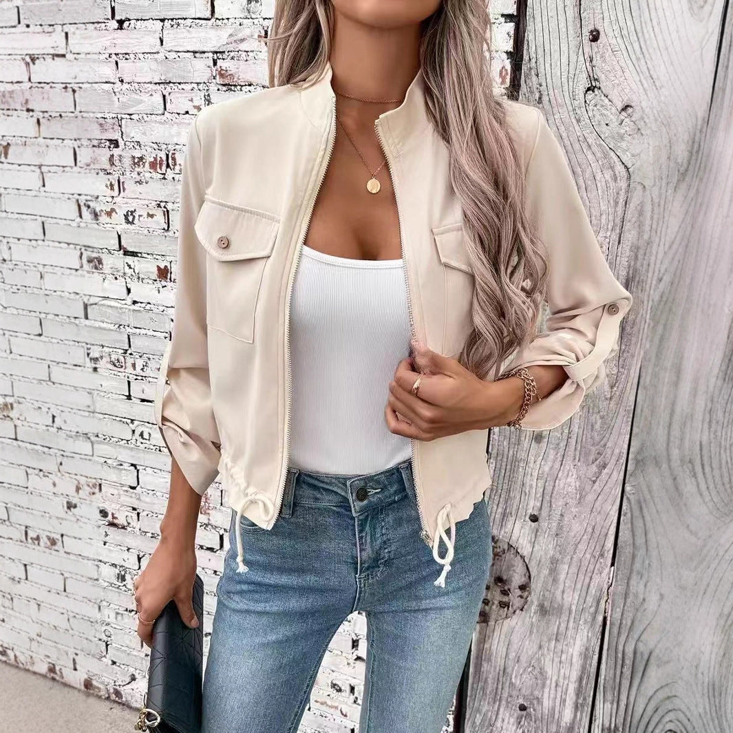 Damen lässige Utility-Jacke mit hochwertigen Details und verstellbarem Saum R&B