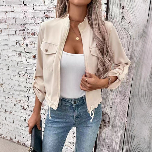 Damen lässige Utility-Jacke mit hochwertigen Details und verstellbarem Saum R&B