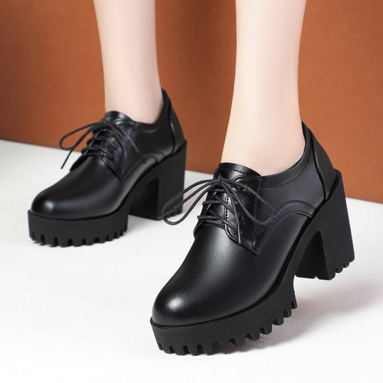 Damen Komfortable Schnürschuhe mit markantem Blockabsatz und rutschfester Sohle R&B