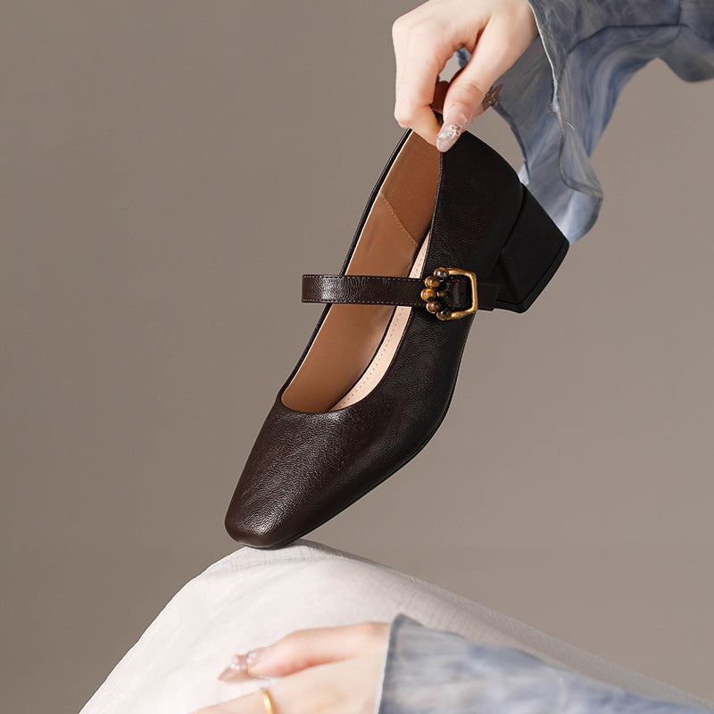 Damen Ballerina-Schuhe mit elegantem Riemchen und dekorativem Schnallen-Detail