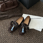 Damen Mokassins mit dekorativem Quasten-Design und weichem Wildleder