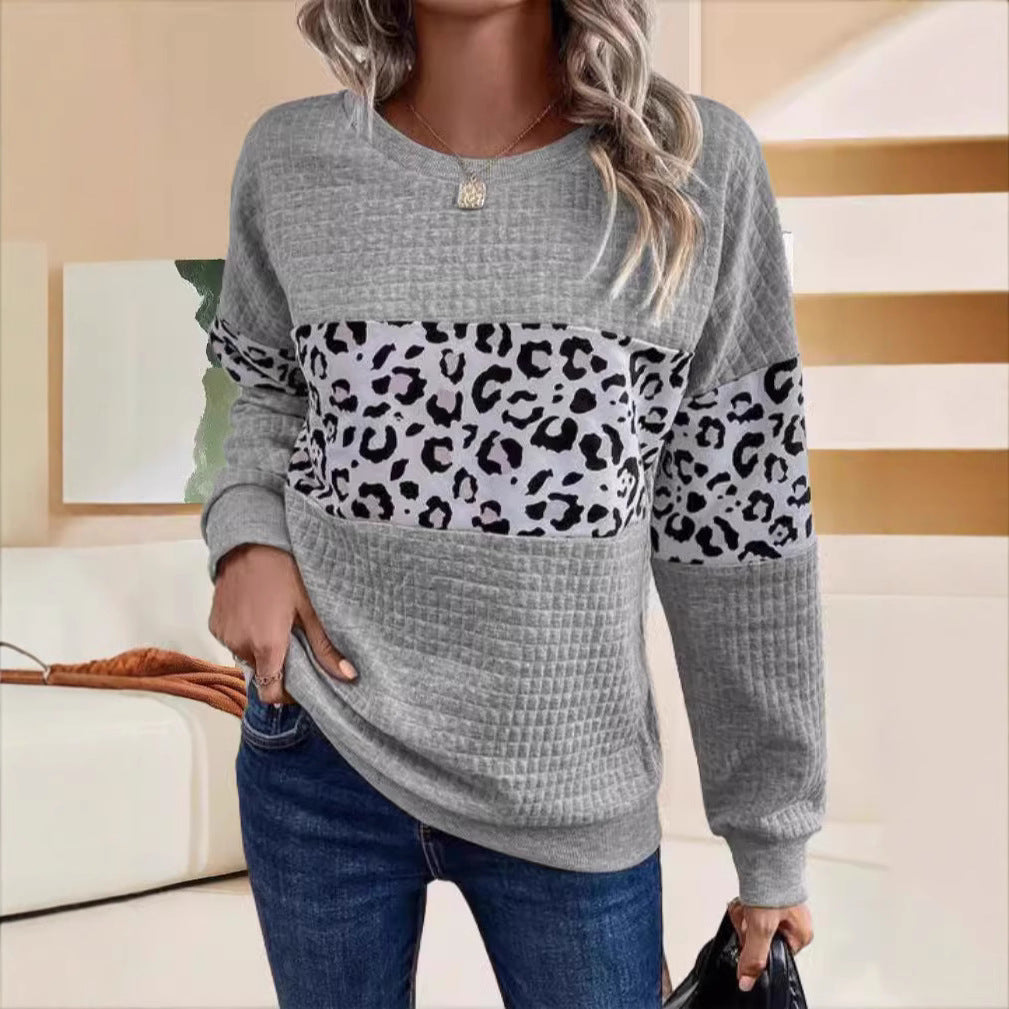 Damen Sweatshirt mit Leopardenmuster und strukturiertem Stoff R&B