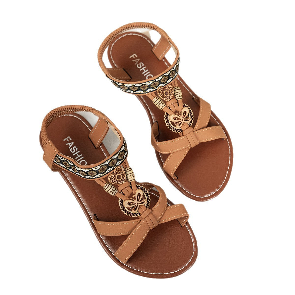 Damen Sommerliche Riemchen-Sandalen mit dekorativem Bead-Detail und flexiblem Fußbett R&B