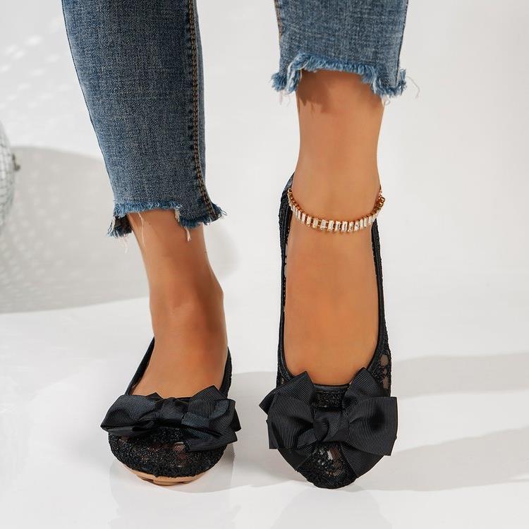 Damen Ballerinas mit zarter Spitzenapplikation und eleganter Schleifenverzierung R&B