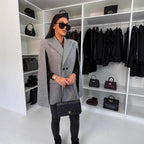 Damen modischer Cape-Blazer mit doppelter Knopfleiste R&B