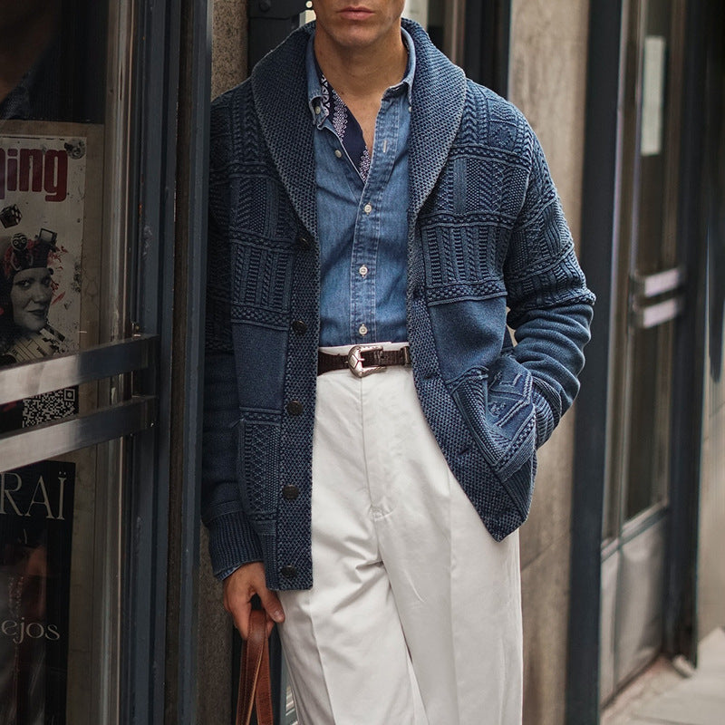 Herren Strickjacke mit innovativem Muster und großen Taschen