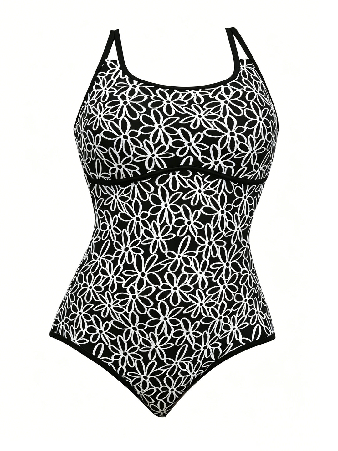 Damen Sportlicher Einteiler Badeanzug mit floralem Muster R&B