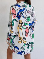 Damen Hemdblusenkleid im modernen Kunstdesign R&B