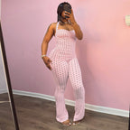 Damen Eleganter Crop-Top und Flared-Hosen Set R&B
