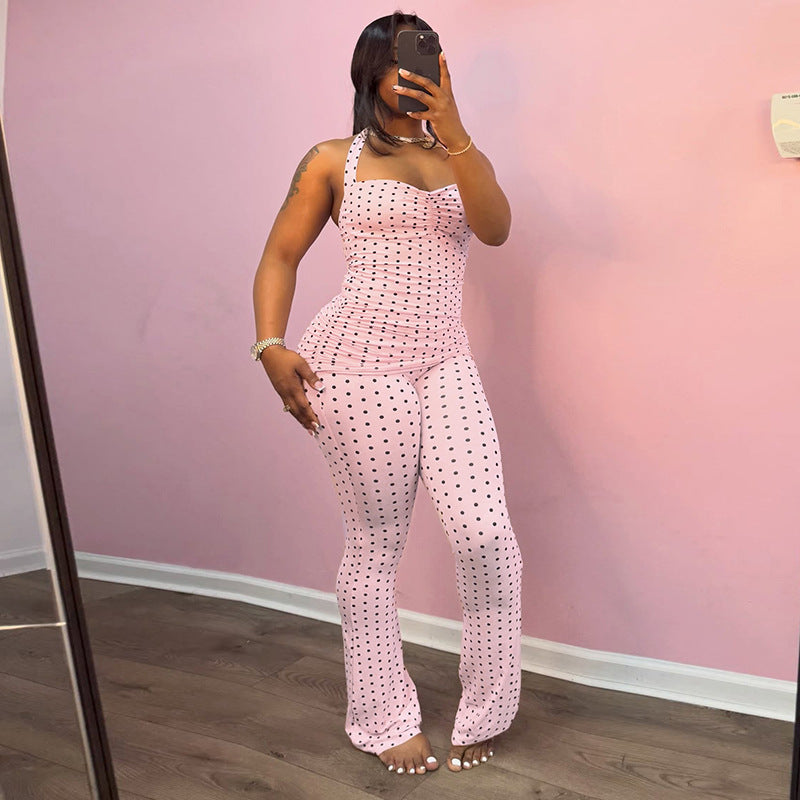 Damen Eleganter Crop-Top und Flared-Hosen Set R&B