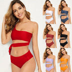 Damen Einseitiger Bikini mit trendigem Wickel-Design
