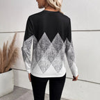 Damen Langarmshirt mit modernem geometrischem Muster R&B