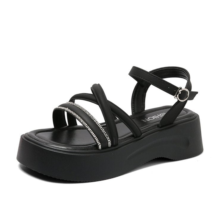 Damen Plateausandalen mit funkelndem Riemen R&B