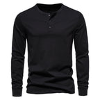 Herren Langarm-Henley-Shirt mit Knopfleiste und hohem Tragekomfort