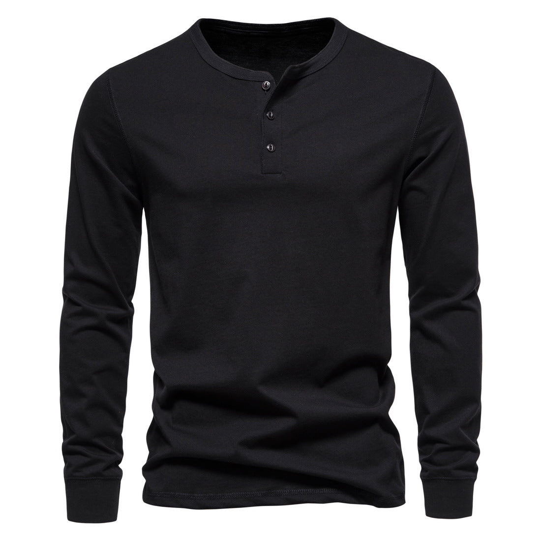 Herren Langarm-Henley-Shirt mit Knopfleiste und hohem Tragekomfort